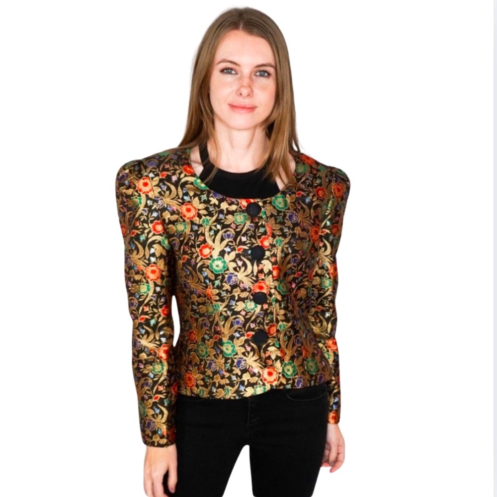 VINTAGE 80s Kathryn Conover Brocade Jacket - Picture 1 of 7
